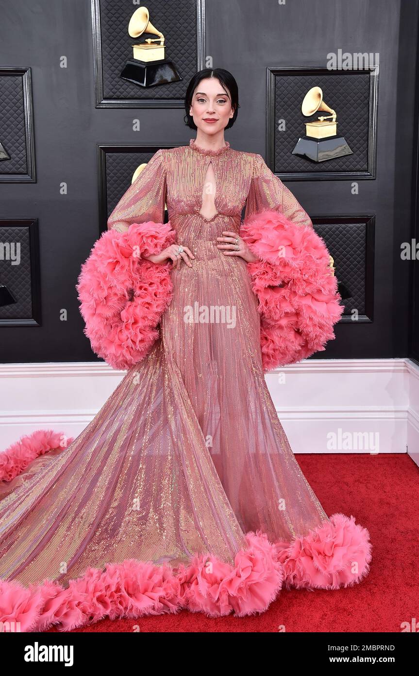 St. Vincent arrives at the 64th Annual Grammy Awards at the MGM Grand