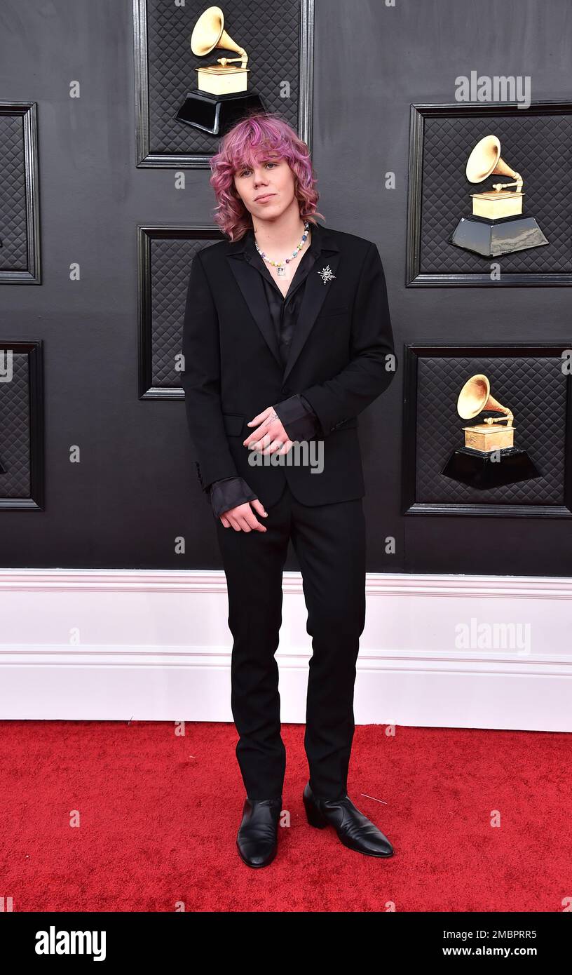 The Kid Laroi arrives at the 64th Annual Grammy Awards at the MGM Grand