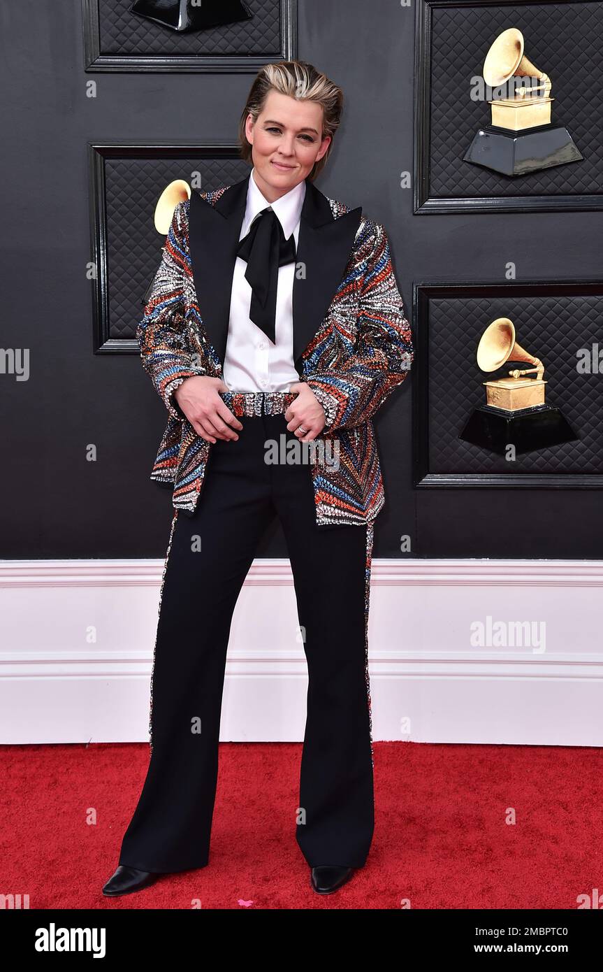 Brandi Carlile arrives at the 64th Annual Grammy Awards at the MGM