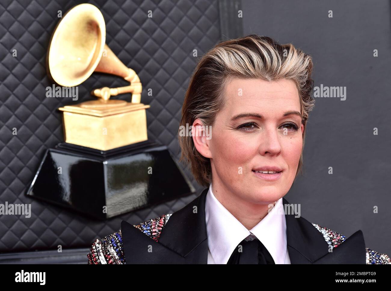 Brandi Carlile arrives at the 64th Annual Grammy Awards at the MGM