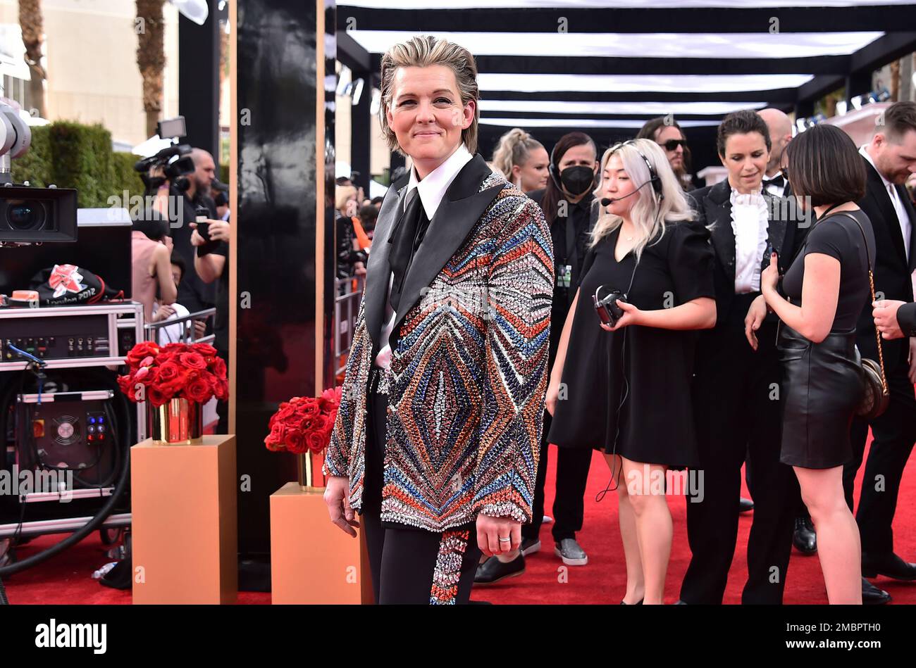 Brandi Carlile arrives at the 64th Annual Grammy Awards at the MGM