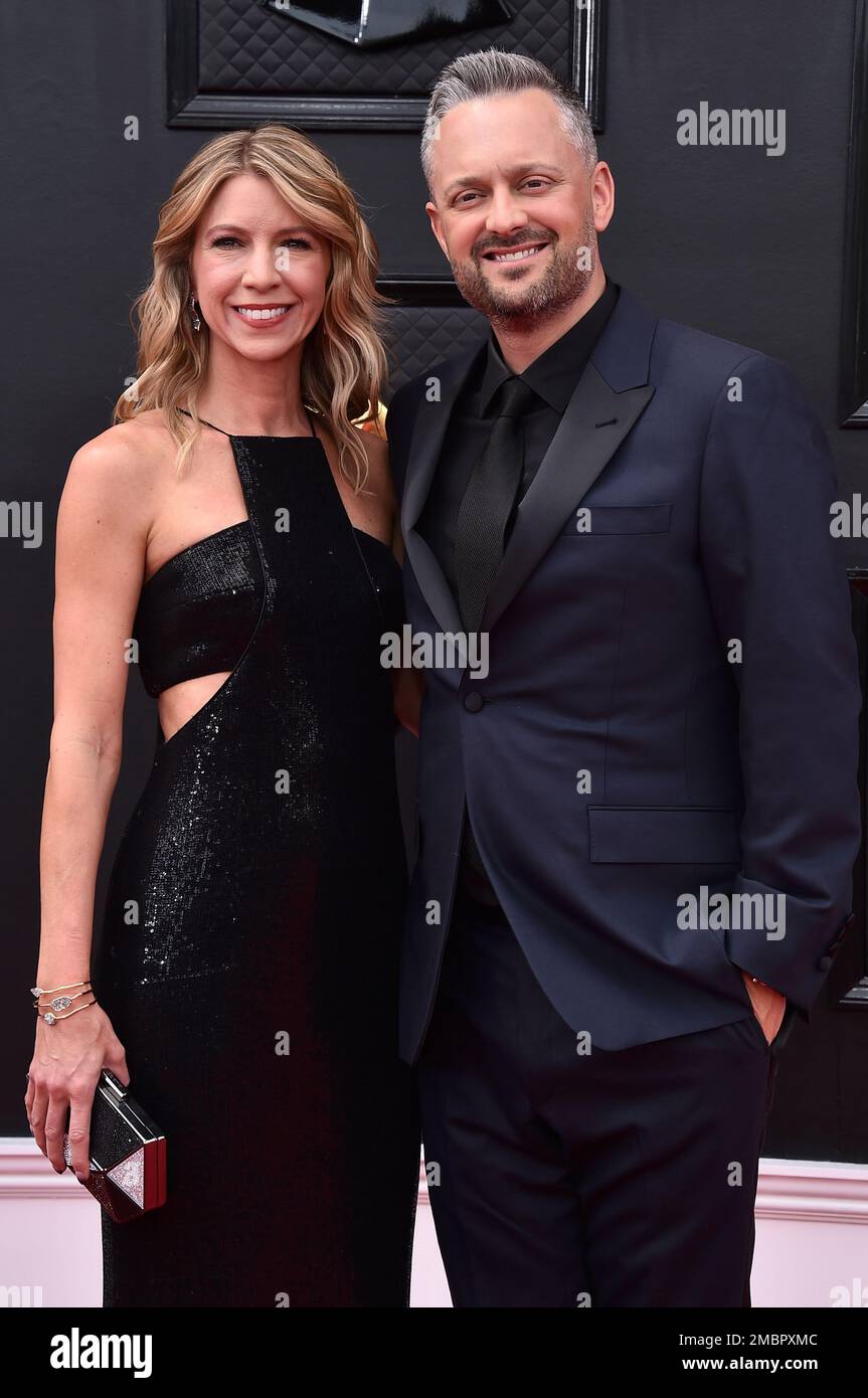 Laura Bargatze, left, and Nate Bargatze arrive at the 64th Annual