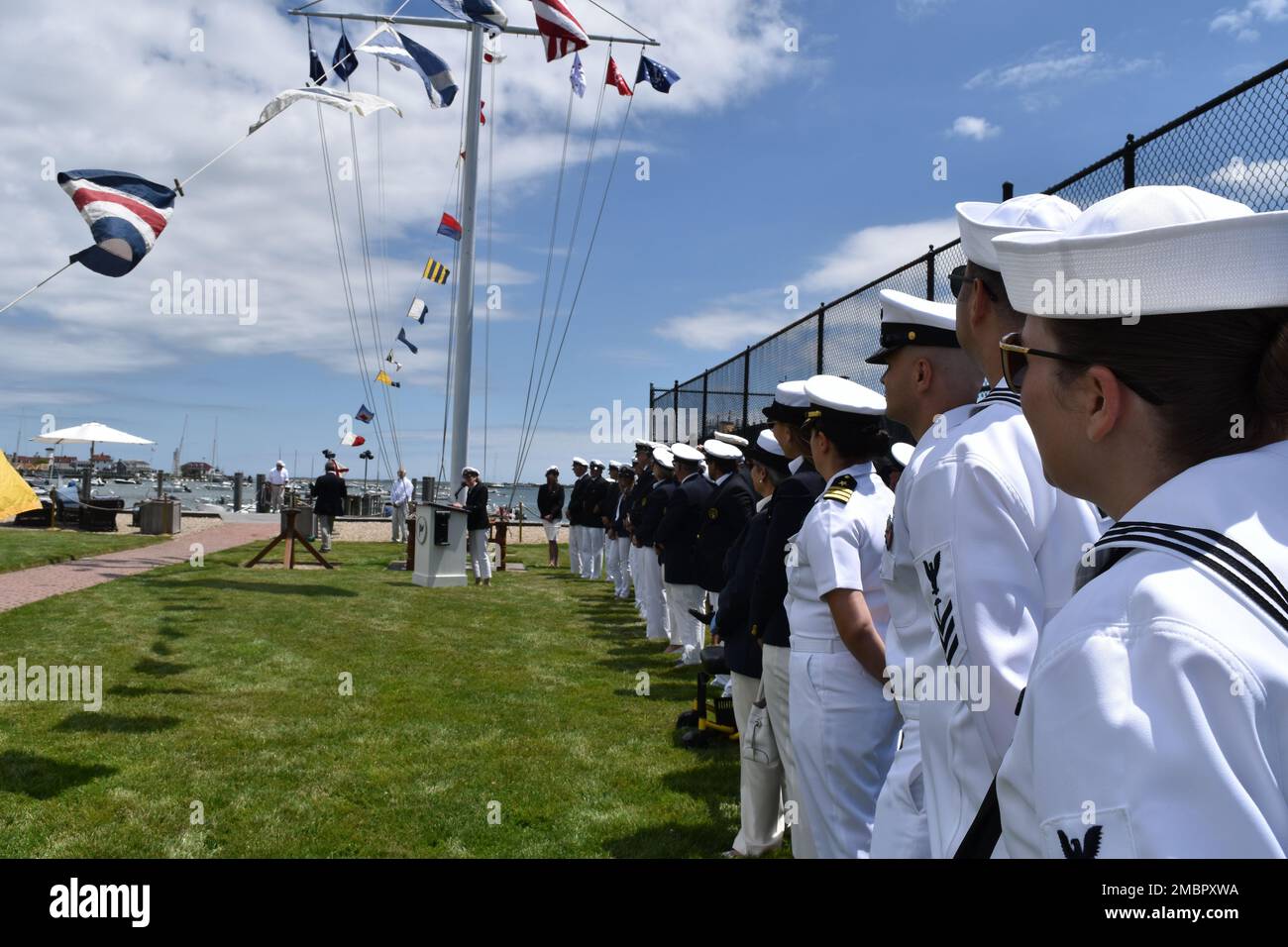 Crewmember of PCU Nantucket (LCS 27) visit the Nantucket Yacht Club as