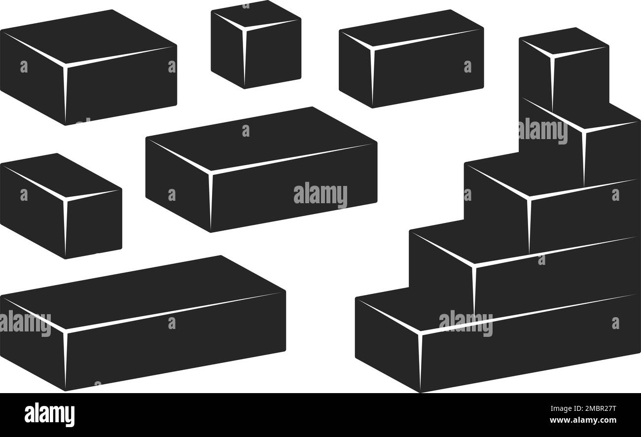 Construction bricks or blocks set in black fill vector icon Stock Vector