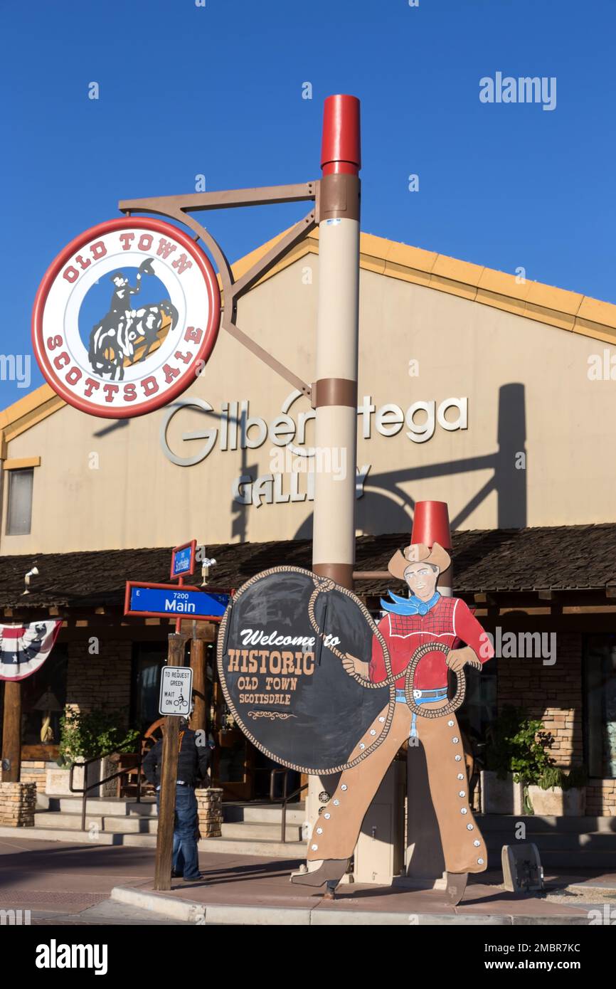 Old Town Scottsdale, Arizona USA City Center and Street Detail. Old