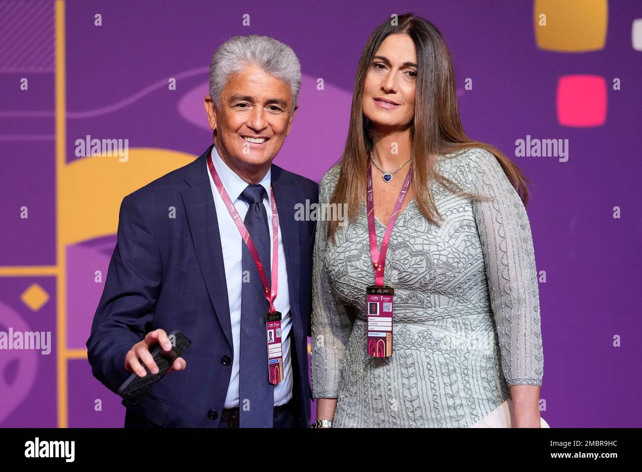 Brazilian soccer great Bebeto arrives with his wife, Denise de Oliveira