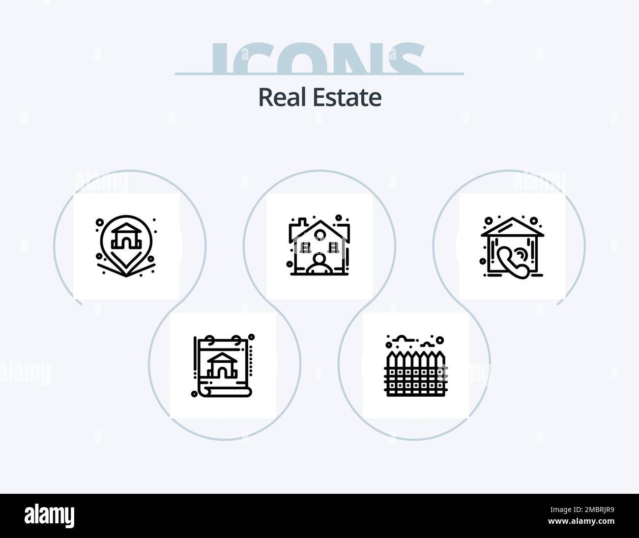 Real Estate Line Icon Pack 5 Icon Design. plant. estate. dollar house
