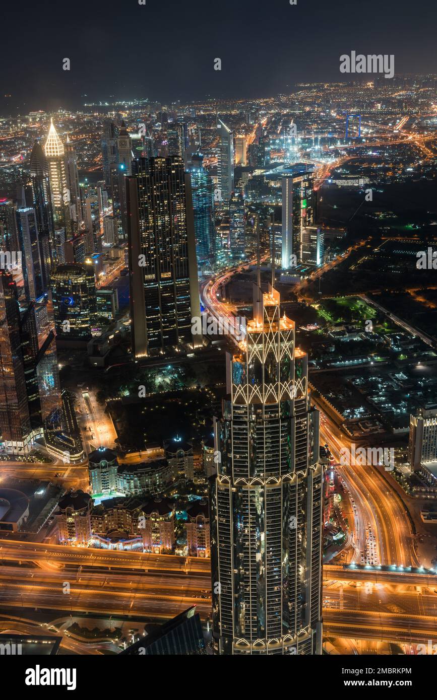 Dubai city night scene Stock Photo - Alamy