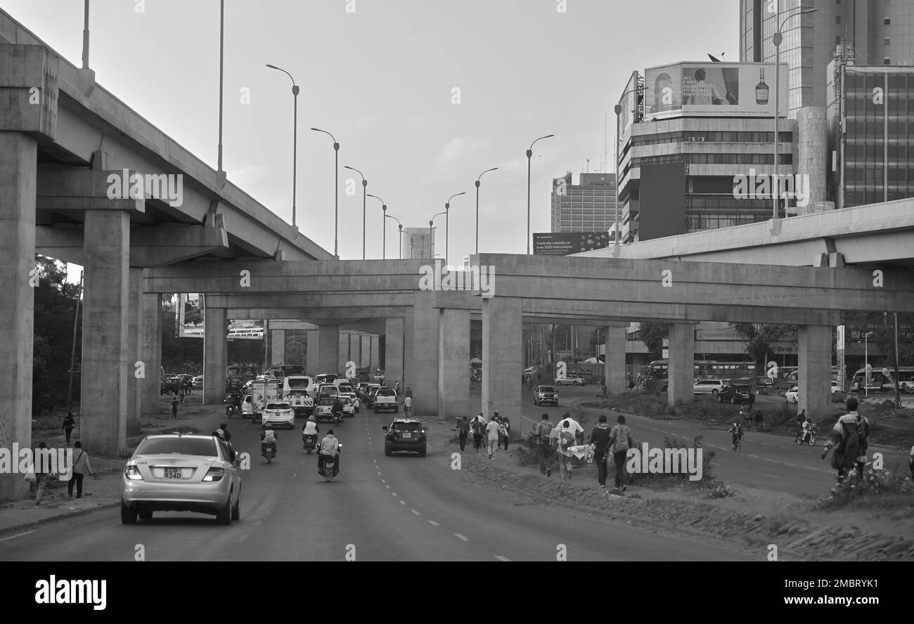 The Nairobi Expressway (toll road) around the CBD, Nairobi KE Stock Photo