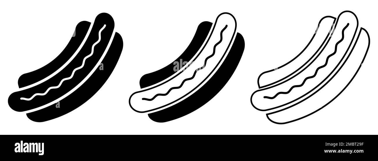 Hot dog icon set. Vector illustration isolated on white background Stock Vector