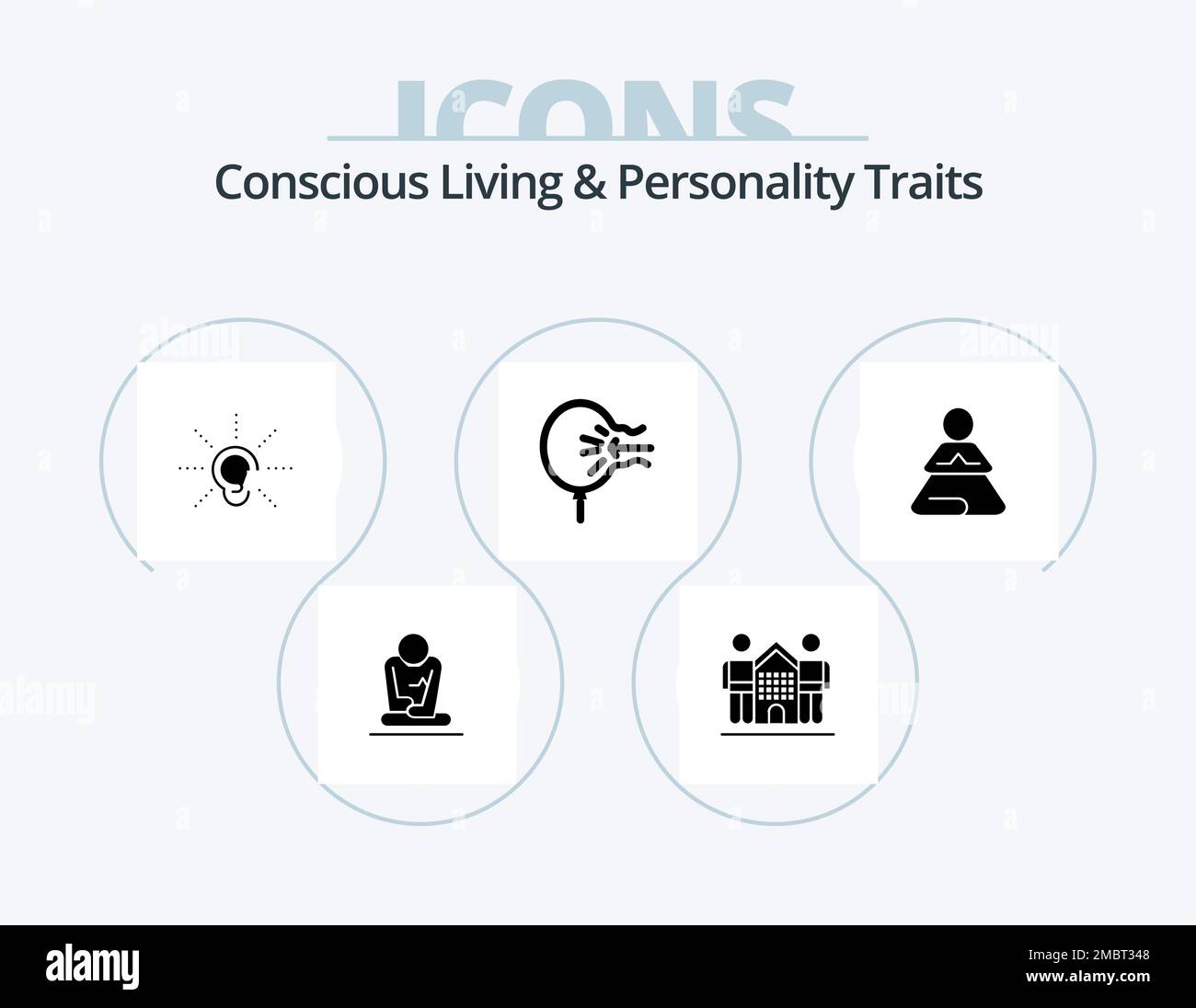 Concious Living And Personality Traits Glyph Icon Pack 5 Icon Design