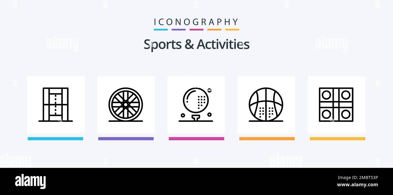 Sports and Activities Line 5 Icon Pack Including game. athletics. team