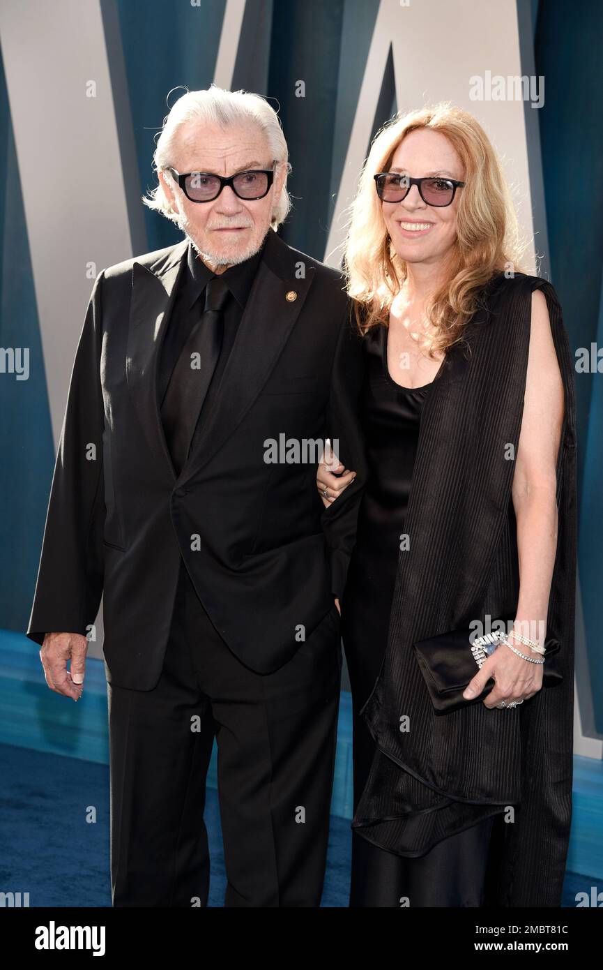 Harvey Keitel, left, and Daphna Kastner arrive at the Vanity Fair Oscar