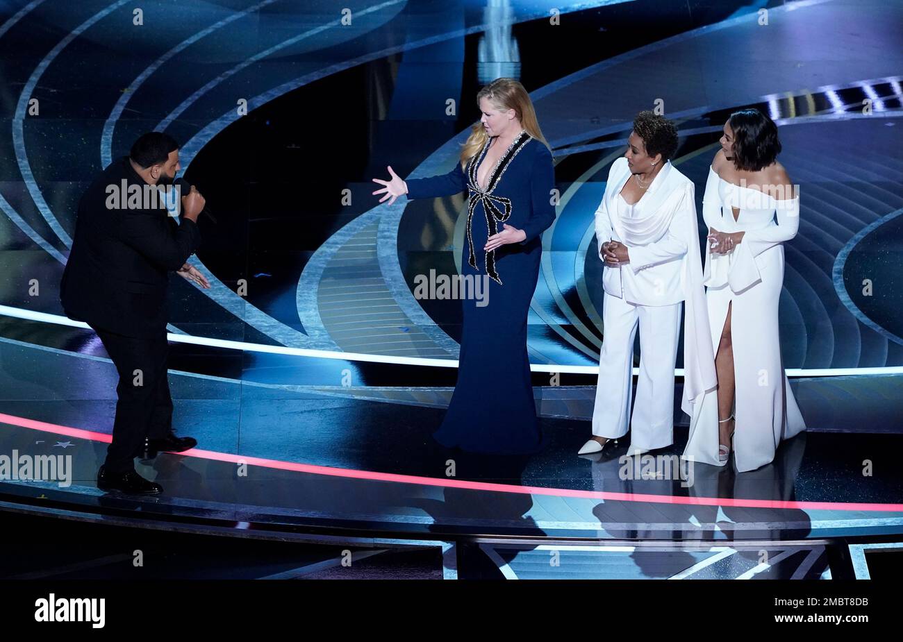 DJ Khaled, from left, and hosts Amy Schumer, Wanda Sykes, and Regina