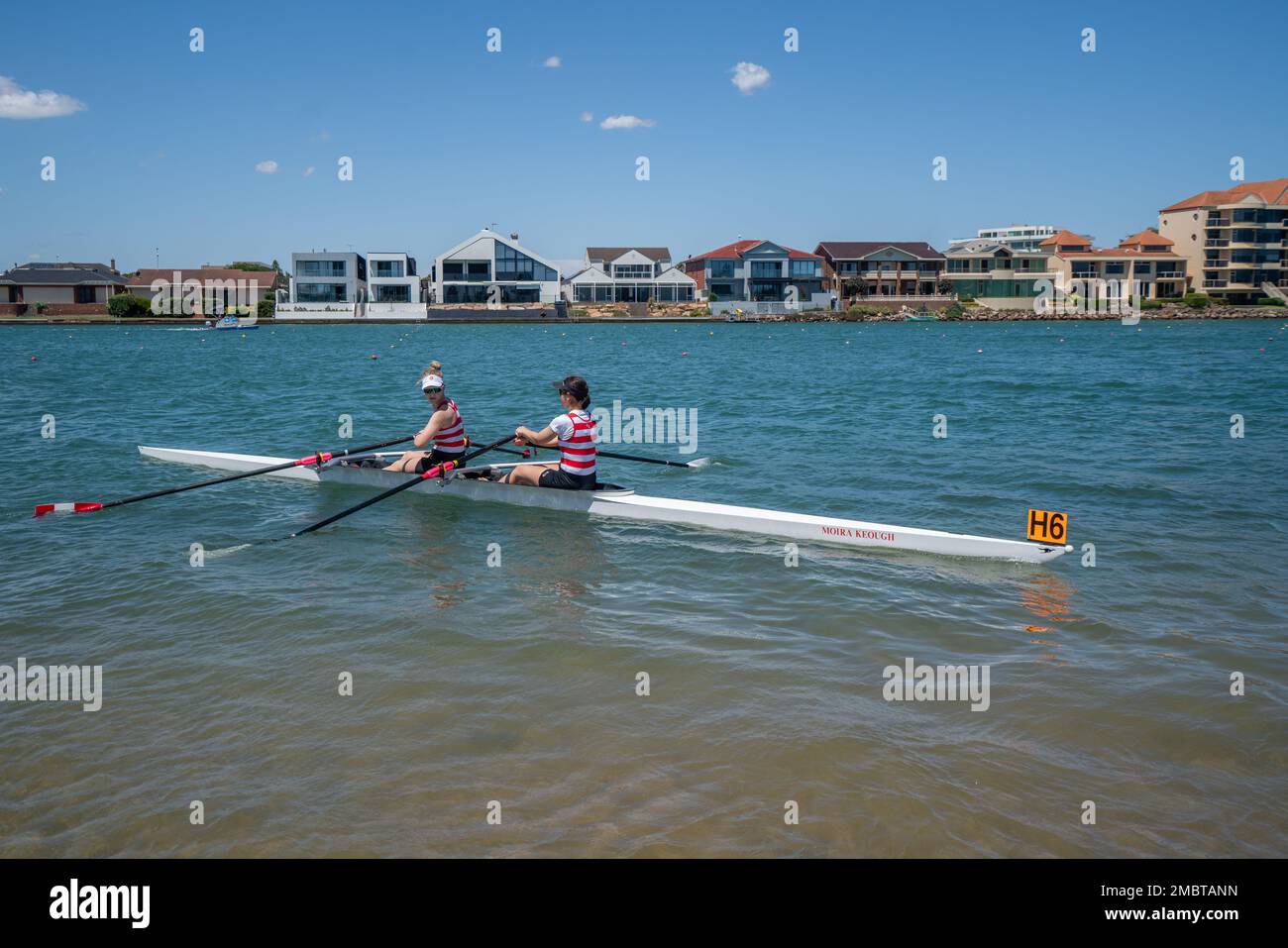 Adelaide, Australia. 21 January 2023 . Rowing boat clubs practice on