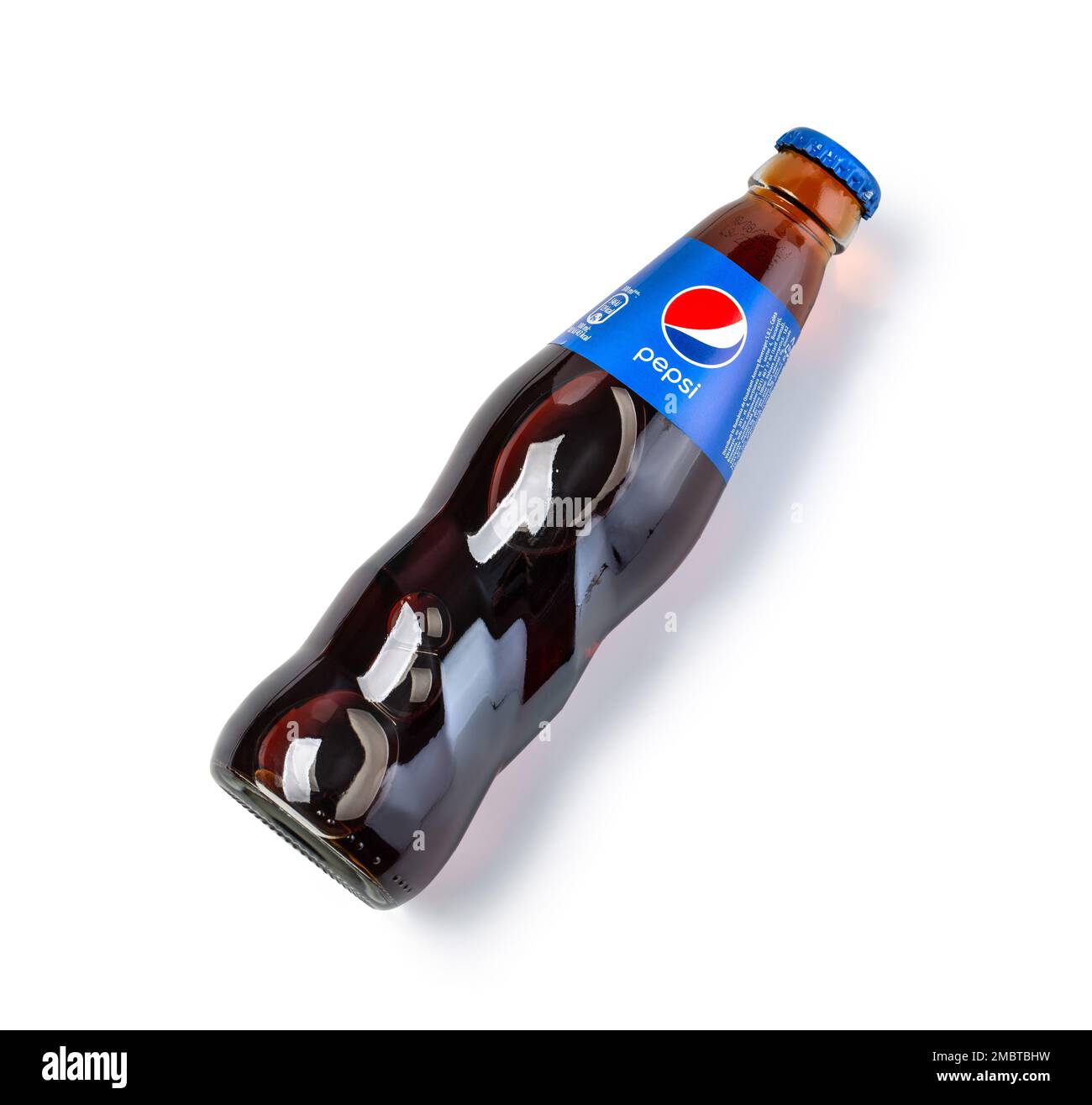 Chisinau, Moldova - April 26, 2020: Photo of Pepsi glass bottle. Pepsi is a carbonated soft drink that is produced and manufactured by PepsiCo Stock Photo