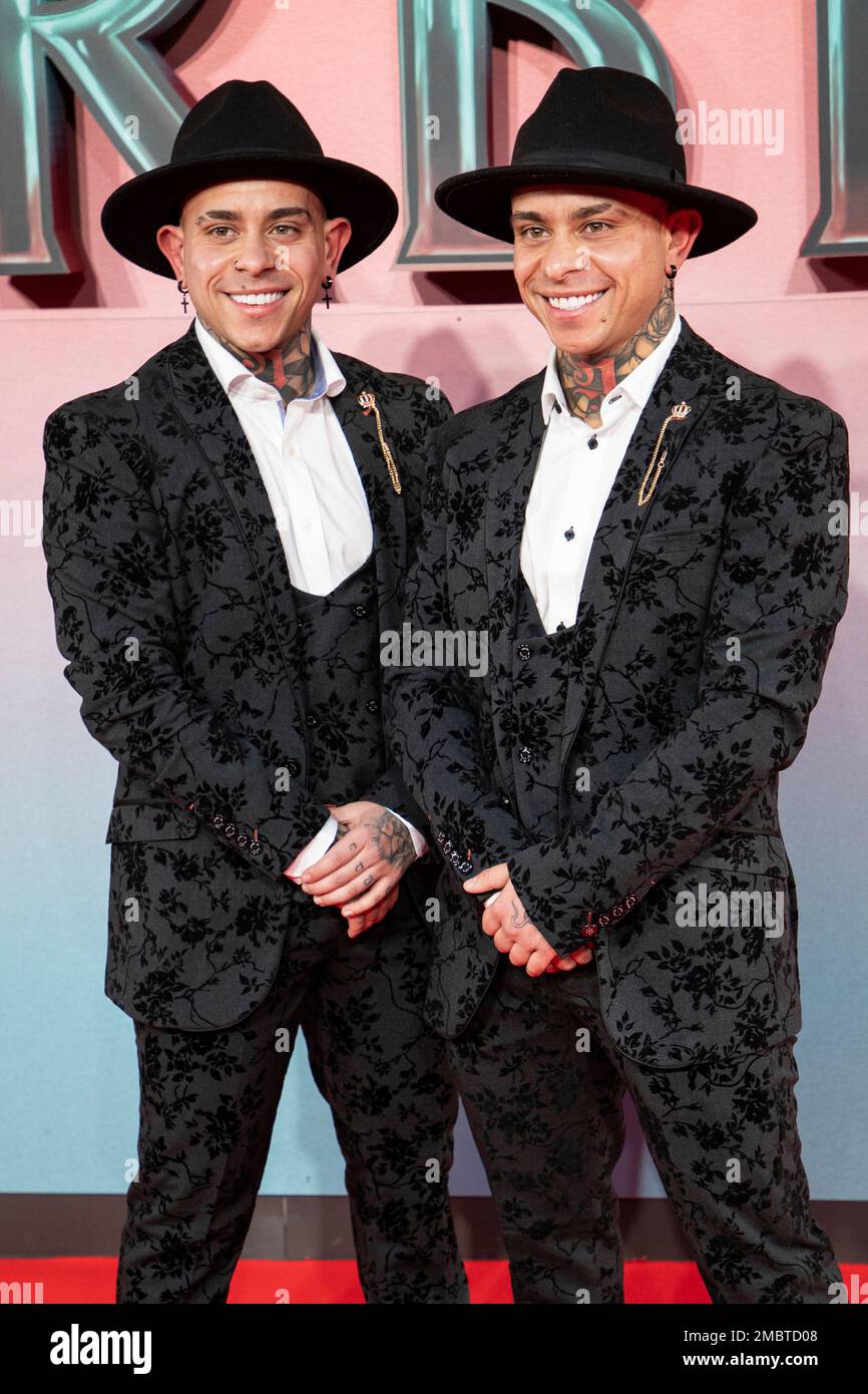 Jamel Neffati and Jimil Neffati pose for photographers upon arrival at