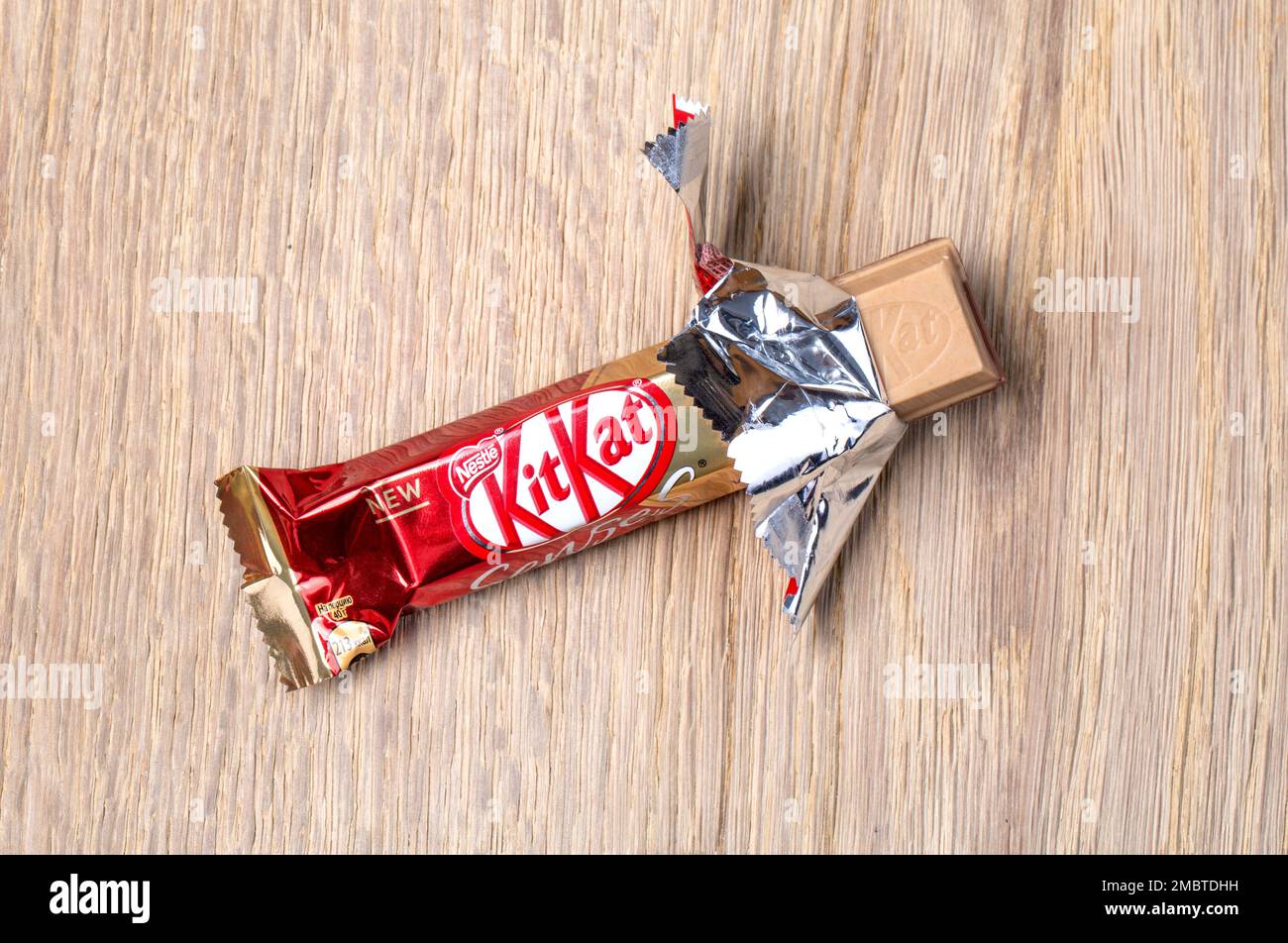 CHISINAU,MOLDOVA - June 21, 2020: Opened Kit Kat chocolate bar. Kit Kat ...