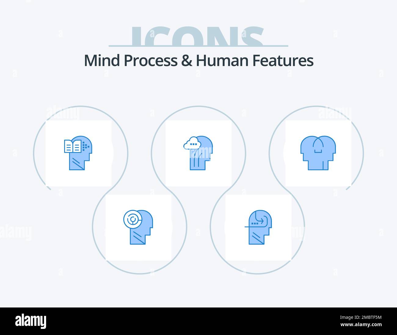 Mind Process And Human Features Blue Icon Pack 5 Icon Design. feelings ...