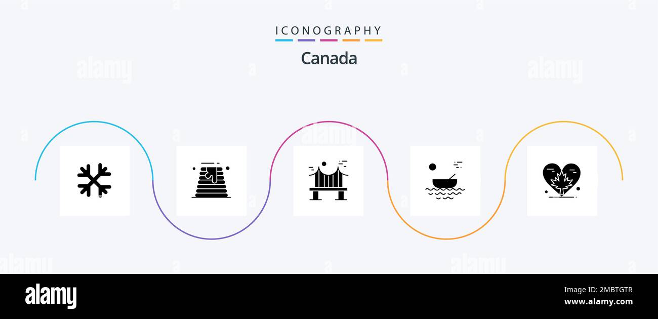 Canada Glyph 5 Icon Pack Including transport. kayak. across. canoes