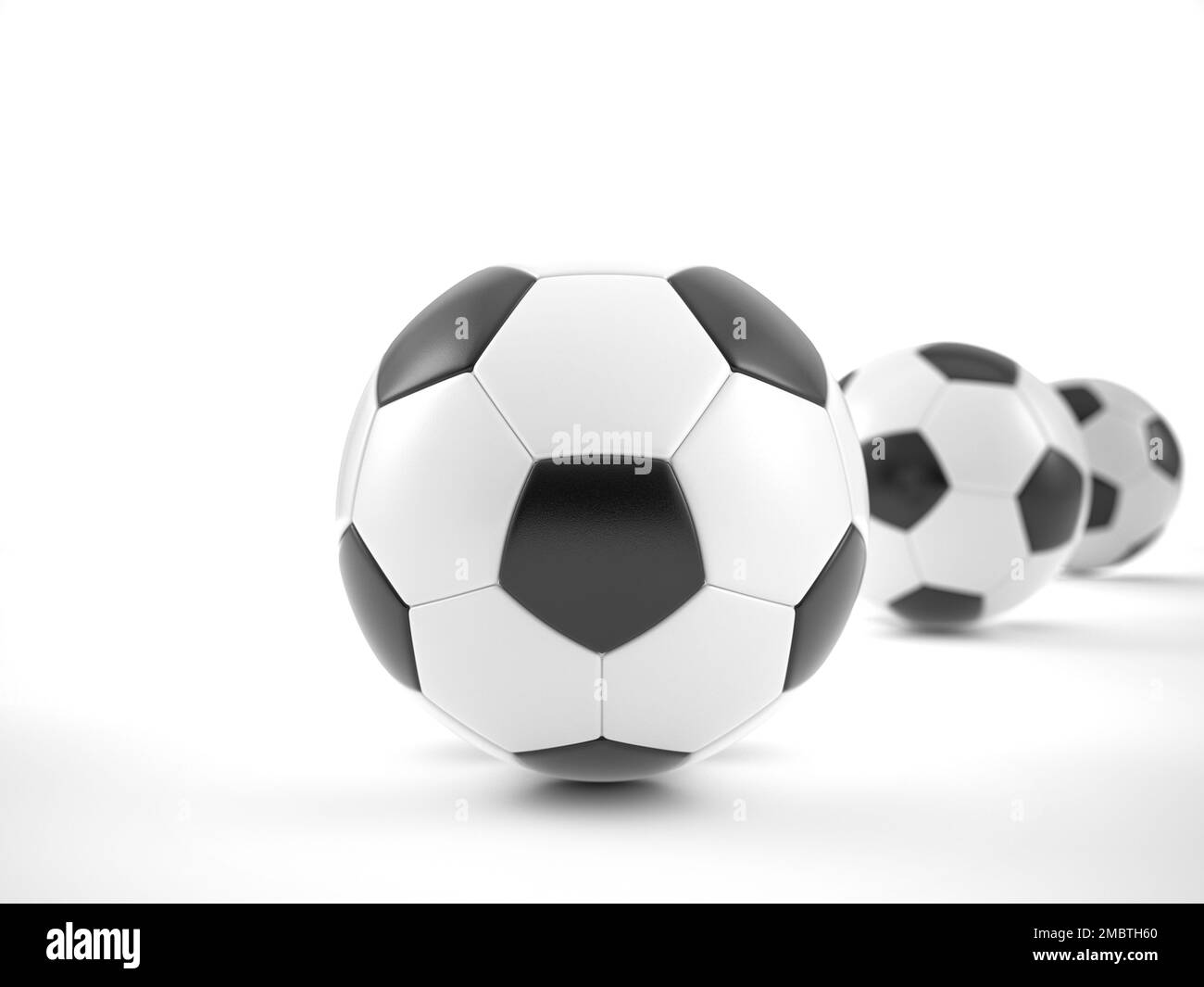 Soccer balls on a white background. 3d illustration Stock Photo - Alamy