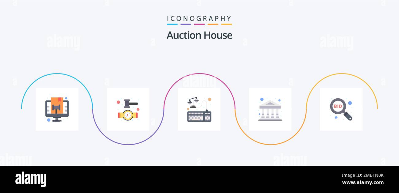 Auction Flat 5 Icon Pack Including find. building. balance. museum. art ...