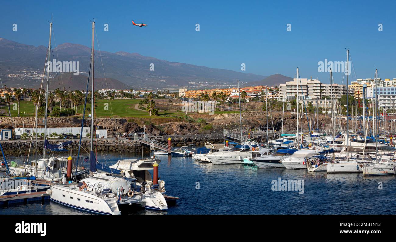 Tenerife,Spain - December 20, 2018:Panoramic view of the  Marina San Miguel and Royal Marina Golf Club ,Tenerife,Spain Stock Photo