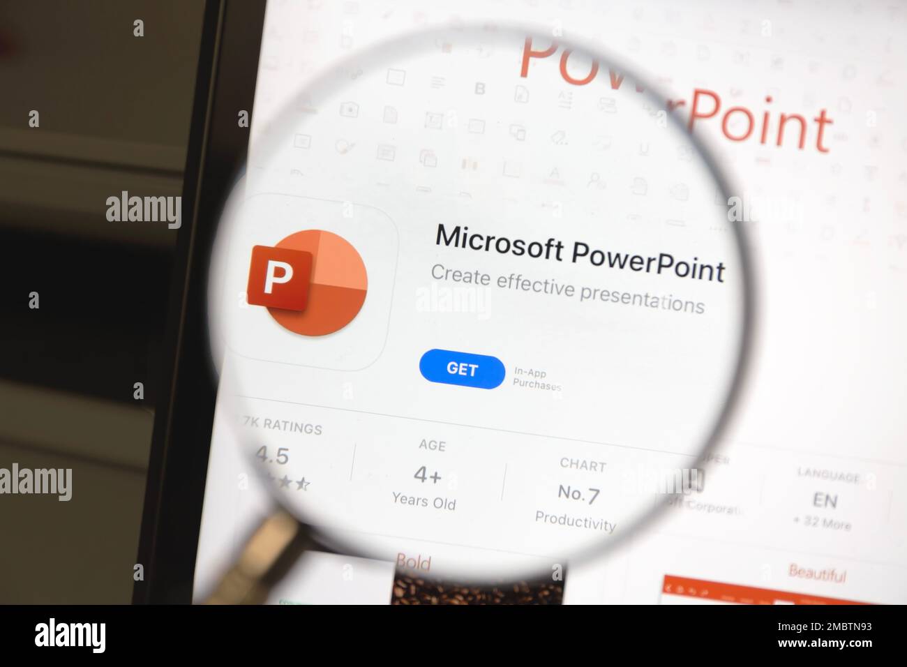 Ostersund, Sweden - Dec 18 2022: Microsoft PowerPoint app. Microsoft PowerPoint is a presentation program. Stock Photo