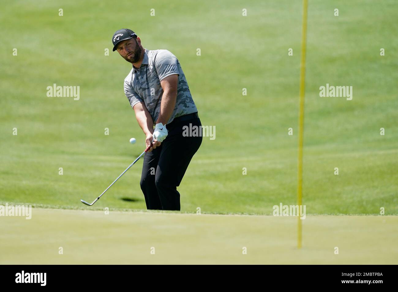 Jon Rahm hits on to the fifth green during the third round of the Dell