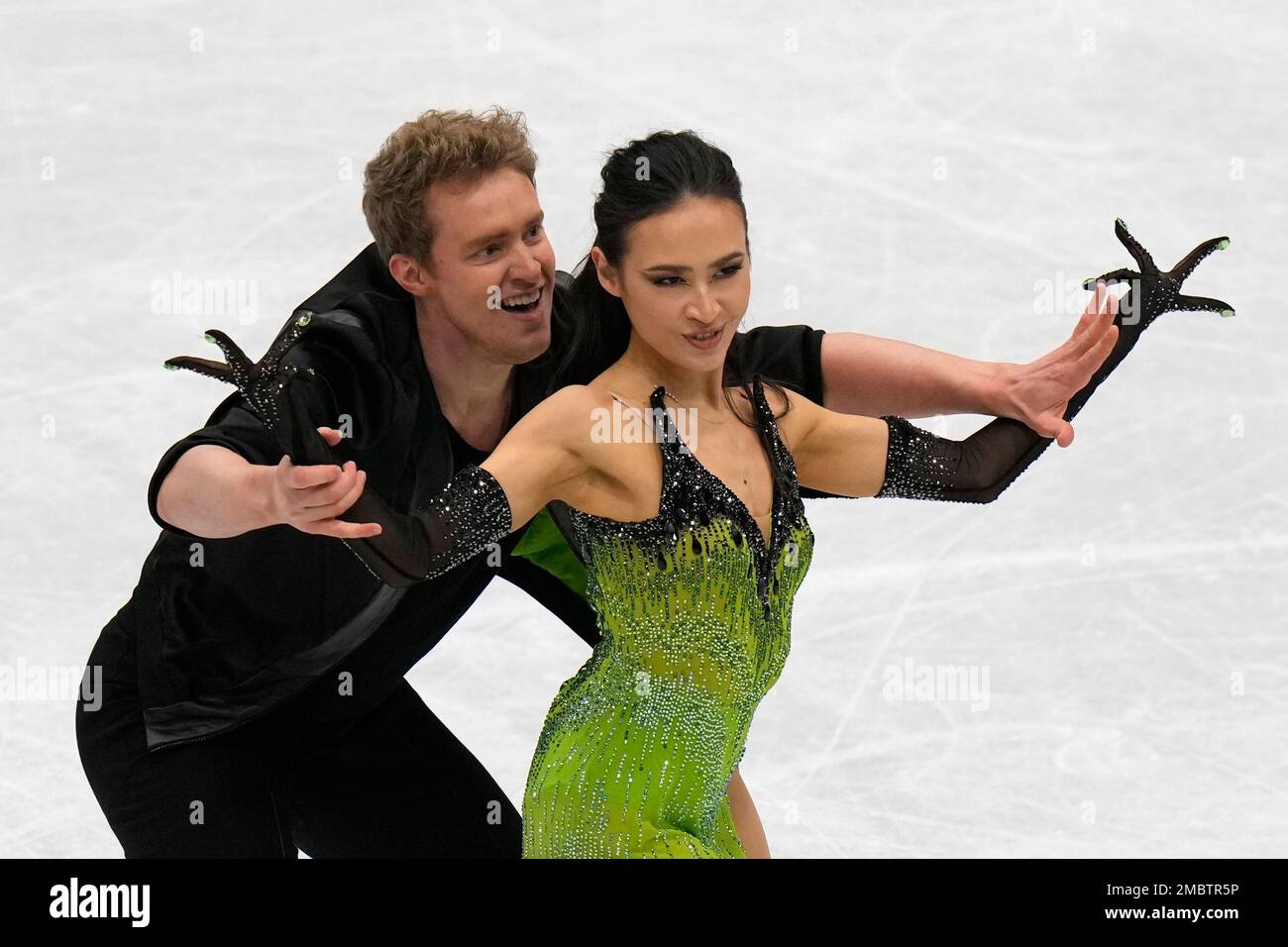 Madison Chock and Evan Bates, of the United States, perform in the