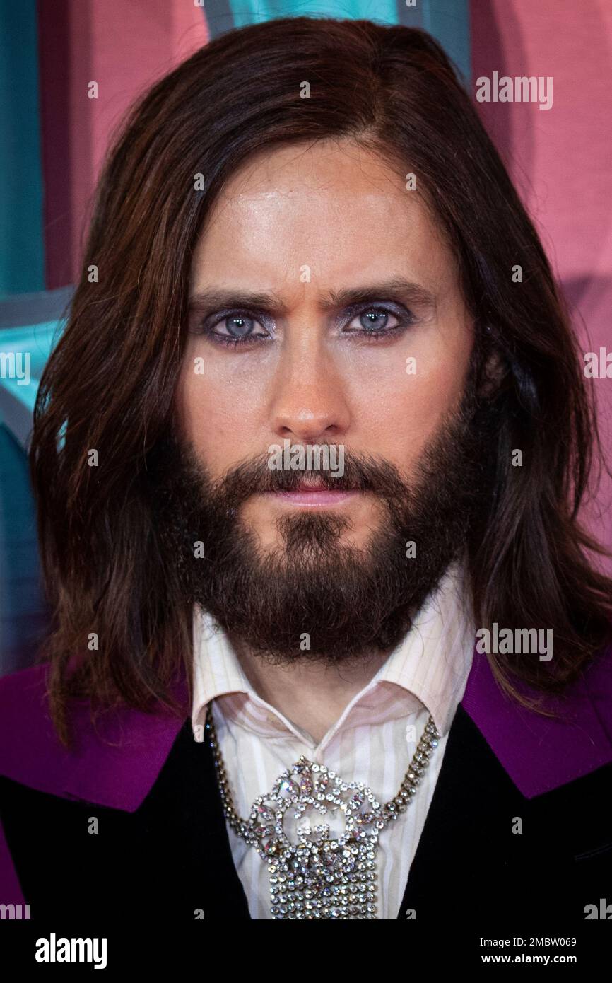 Jared Leto poses for photographers upon arrival at the screening of the film Morbius in London Thursday, March 24, 2022