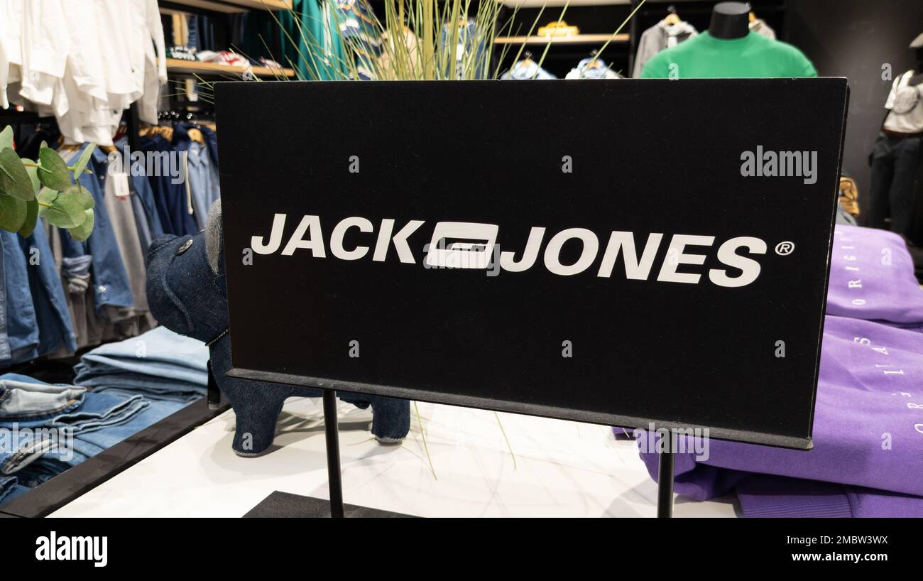 Bordeaux , Aquitaine France - 01 18 2023 : jack & jones text logo and sign  interior panel shop brand in fashion clothes store Stock Photo - Alamy