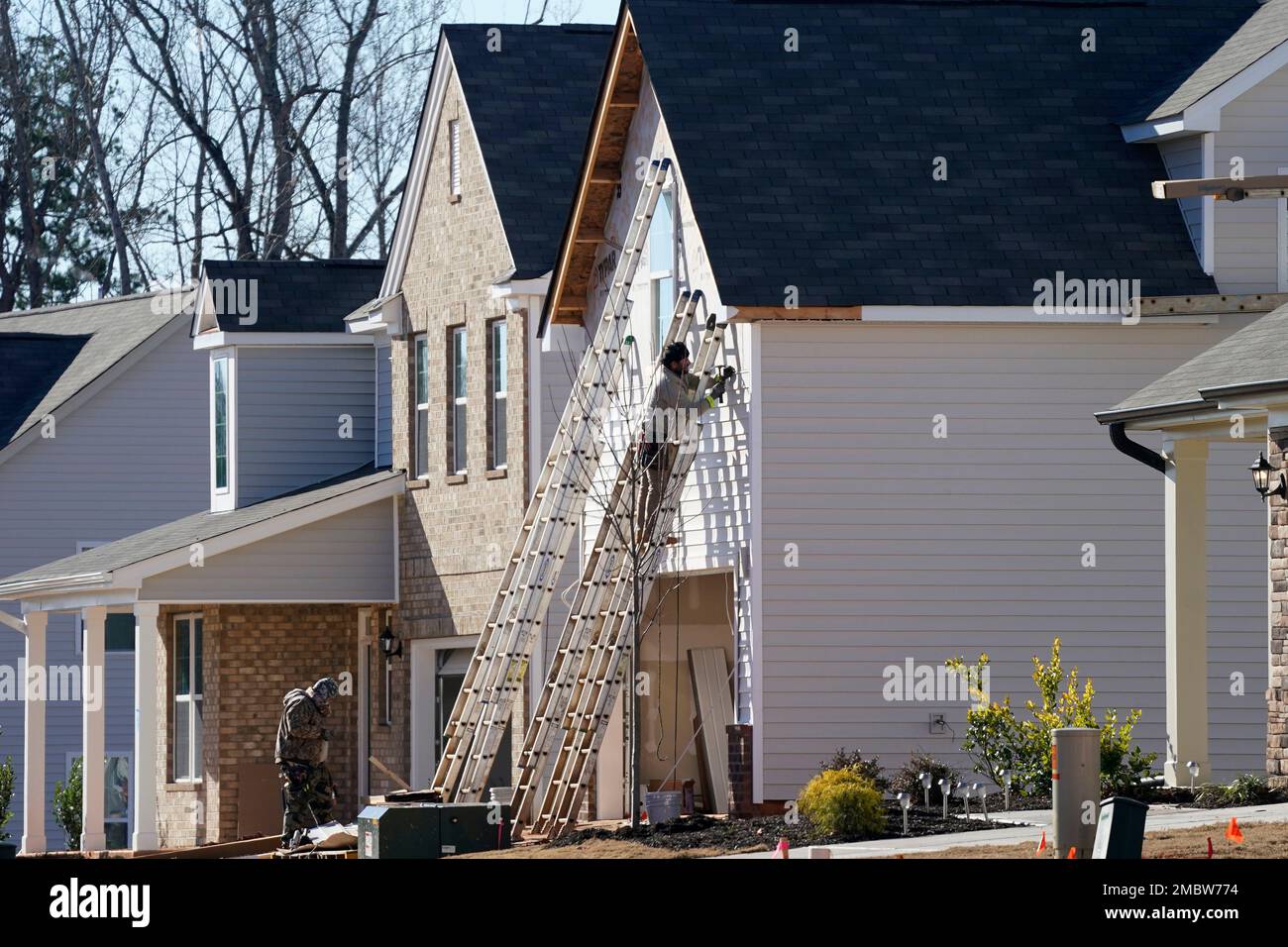 New homes under construction in Mebane, N.C., Monday, Jan. 10, 2022