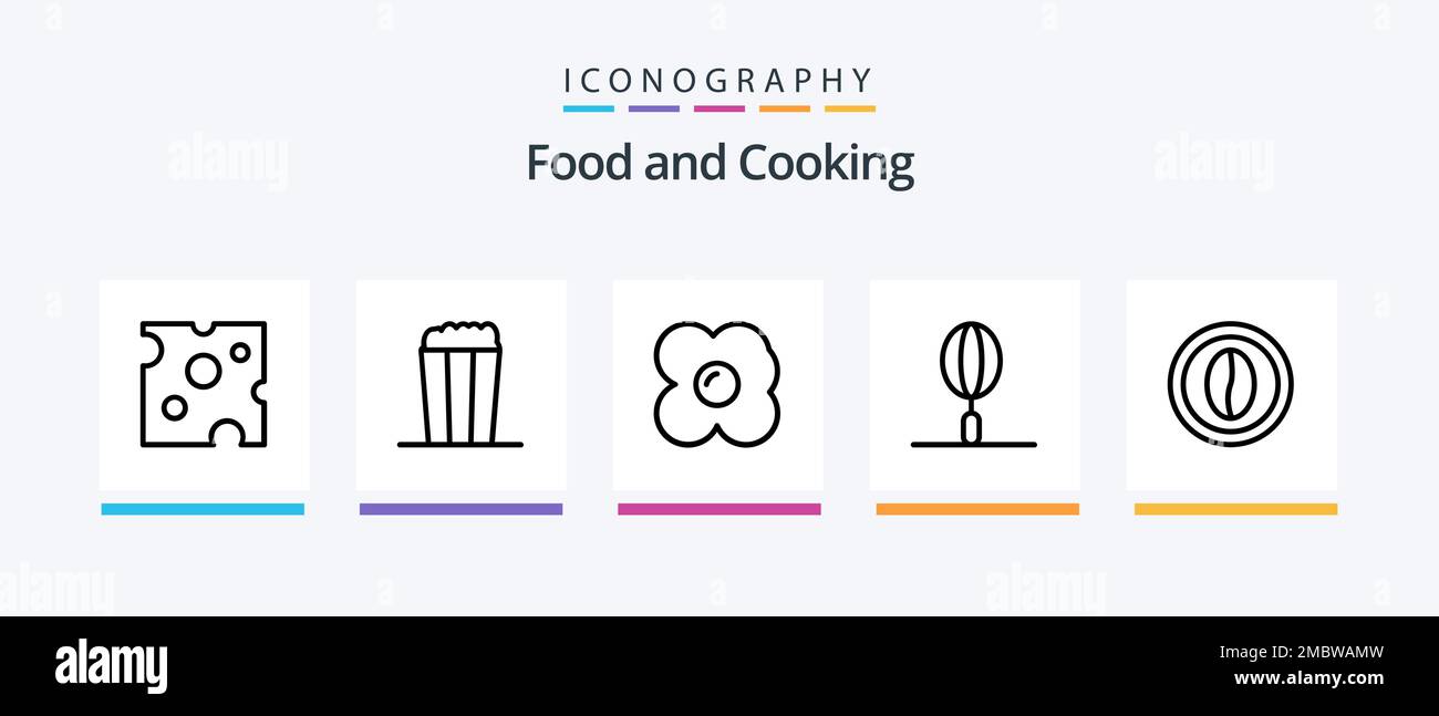 Food Line 5 Icon Pack Including drink. drink. grain. coconut juice ...