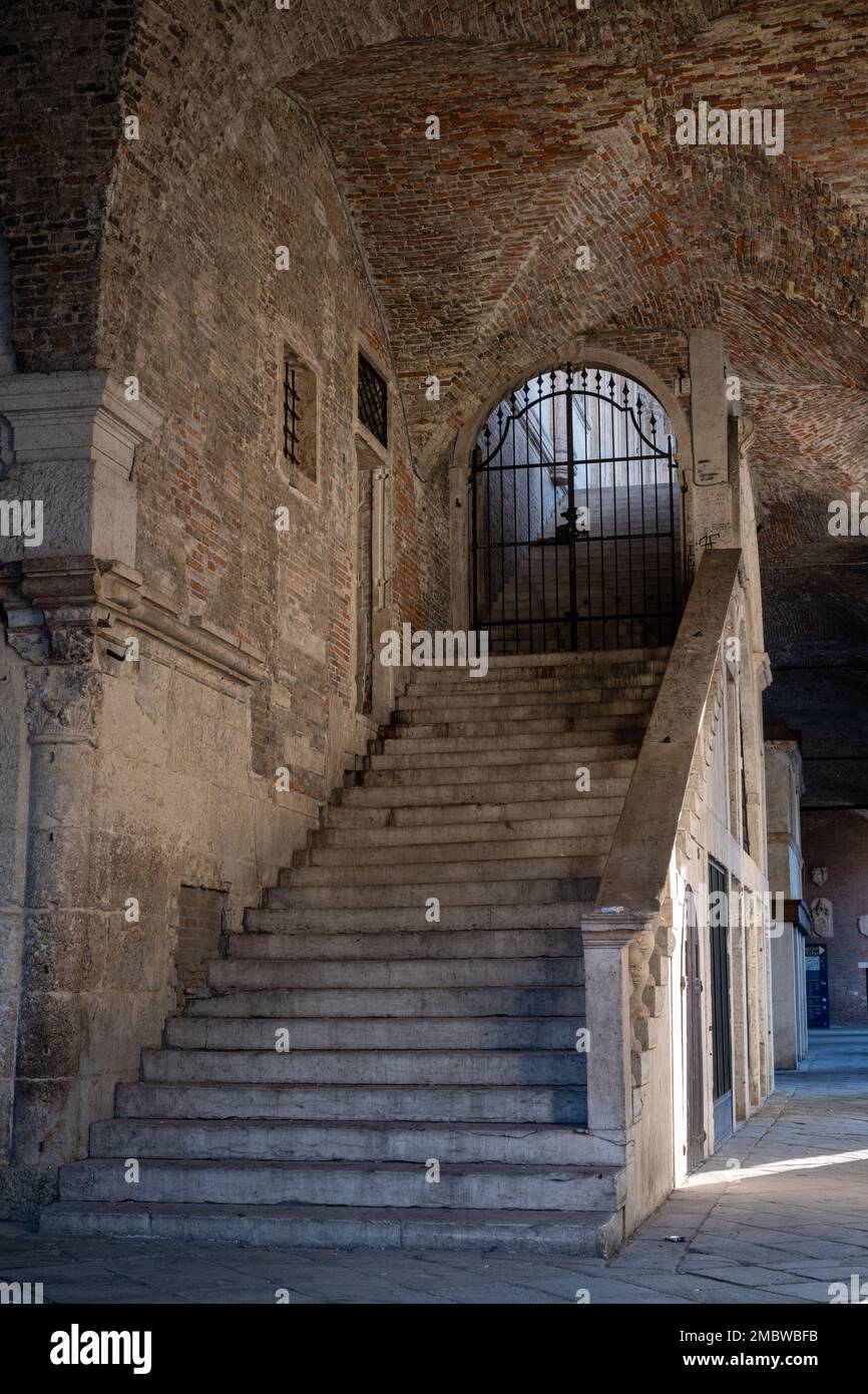 Basilica Palladiana Staricase, Stairs at the Palazzo della Ragione in Vicenza, Italy Stock Photo