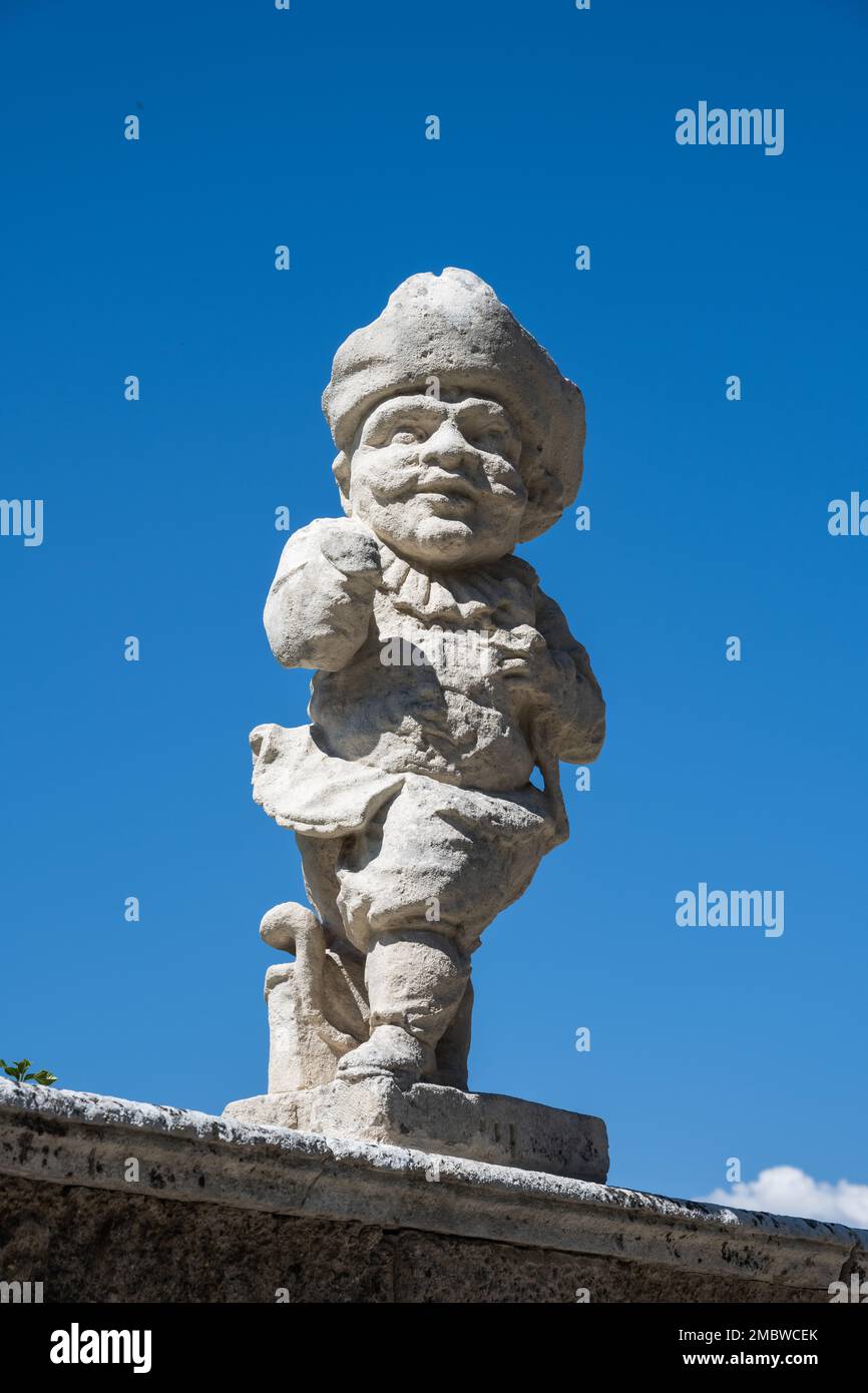 Nano Dwarf Stone Sculpture Statue at the Villa Valmarana ai Nani in Vicenza, Veneto, Italy Stock Photo