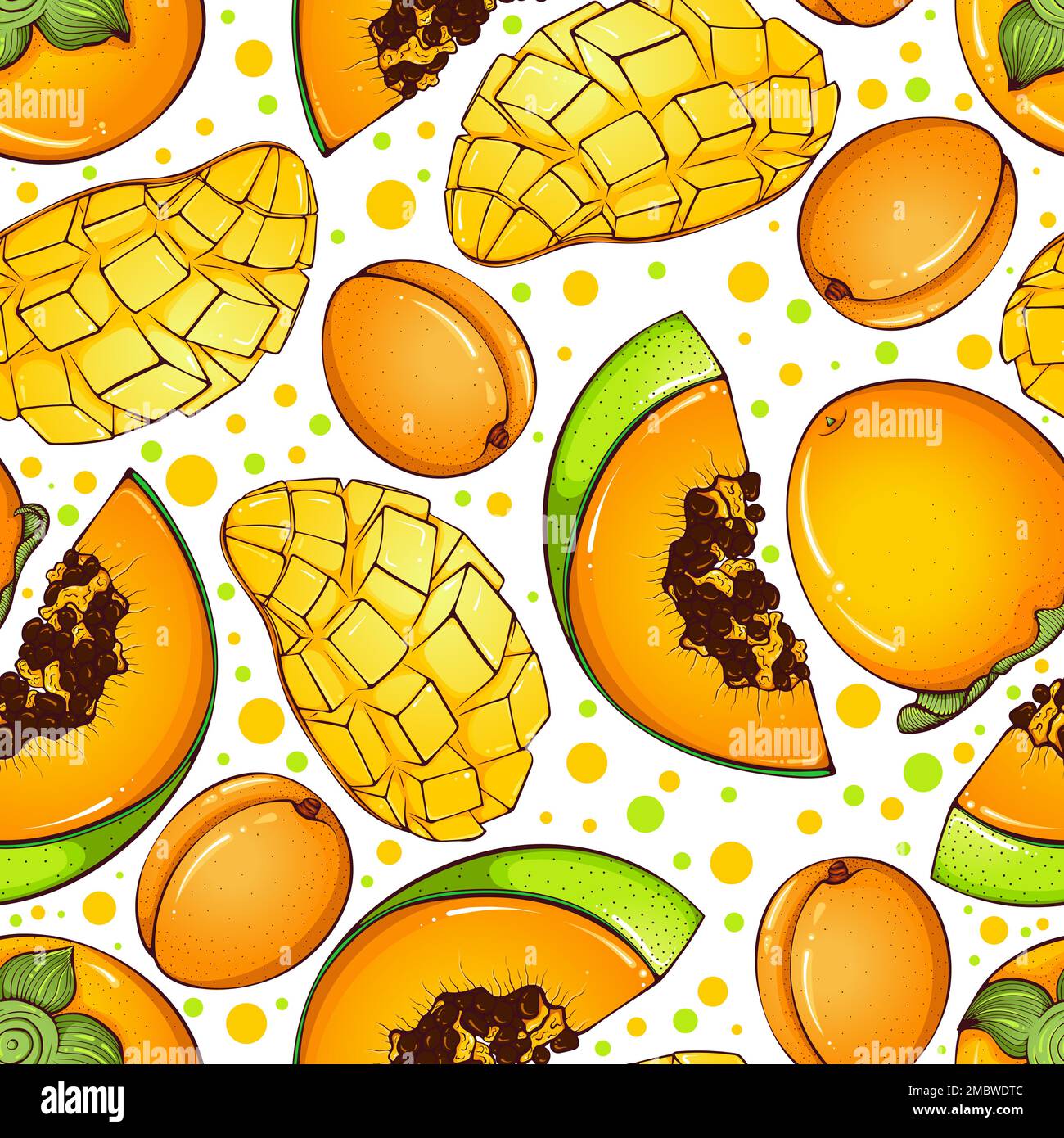 Seamless pattern with different fruits Stock Vector