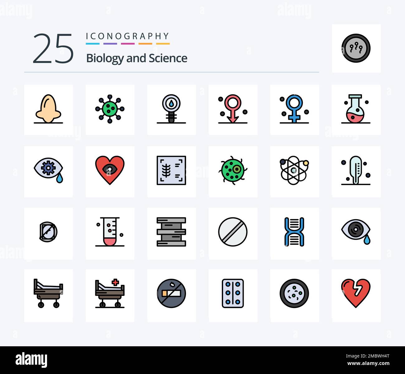 Biology 25 Line Filled icon pack including medical. female. chemistry ...