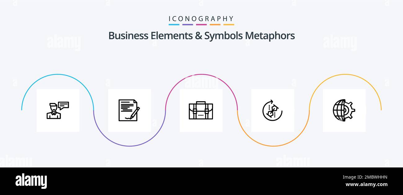 Business Elements And Symbols Metaphors Line 5 Icon Pack Including puzzle. repeat. note. puzzle. travel Stock Vector