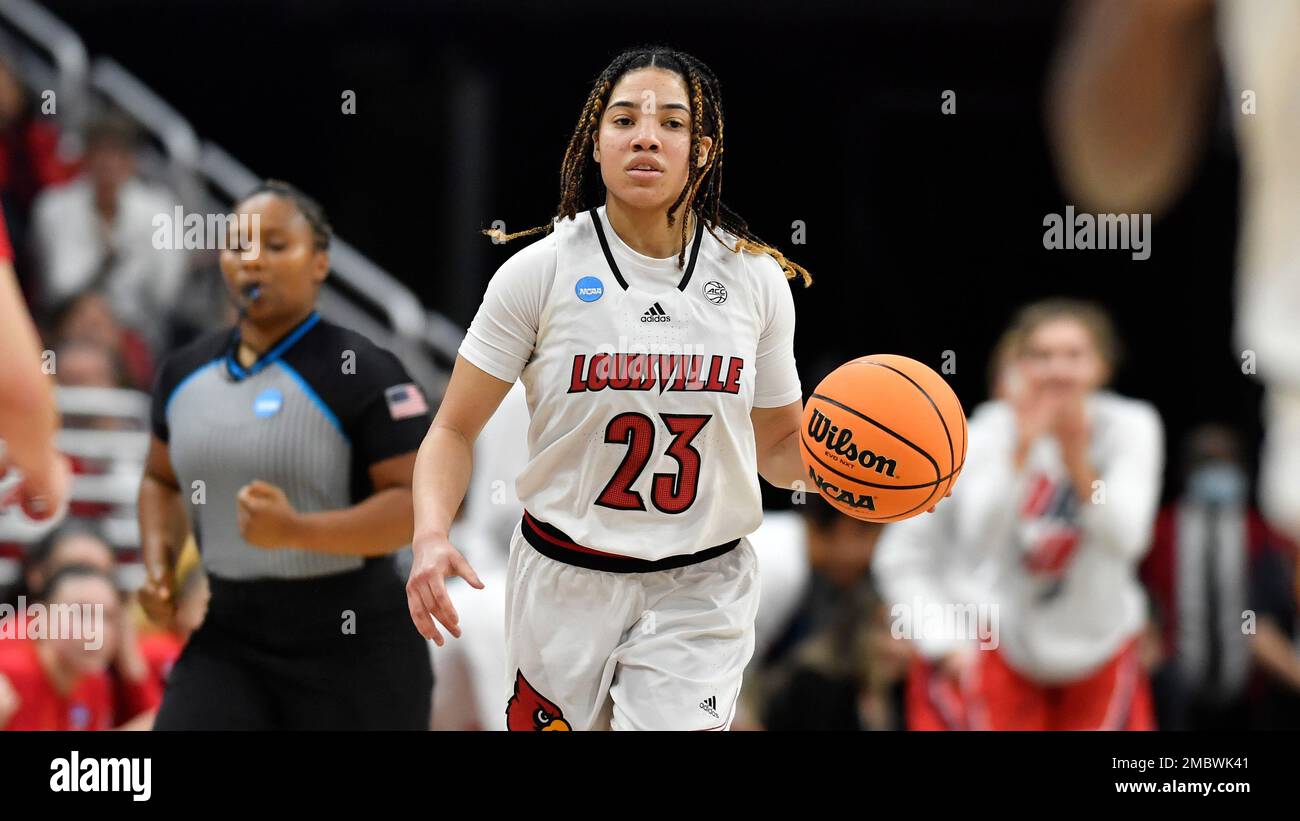 Louisville guard Chelsie Hall (23) in action in the second half of a