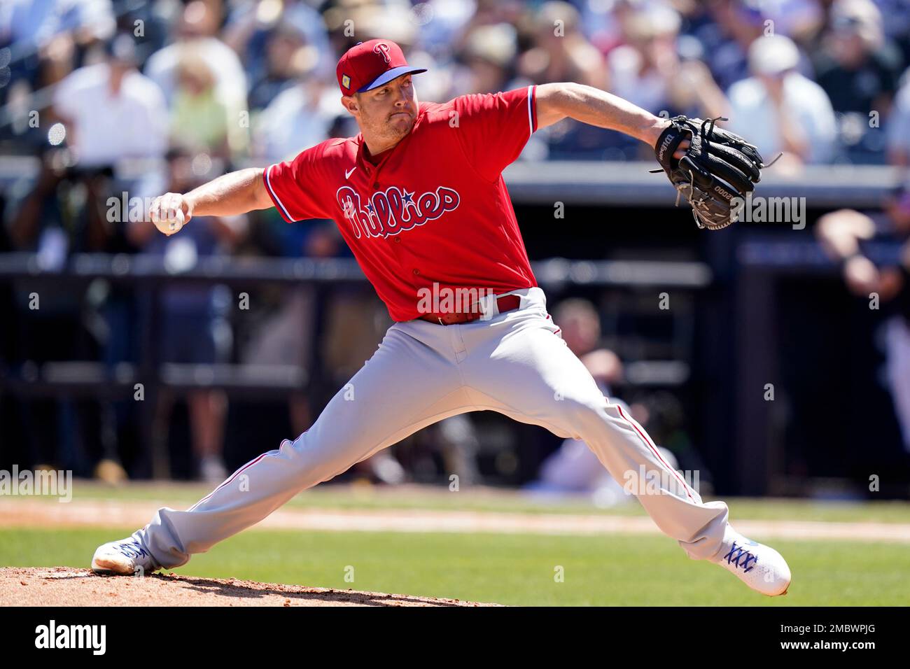 Philadelphia Phillies pitcher Corey Knebel throws during a spring