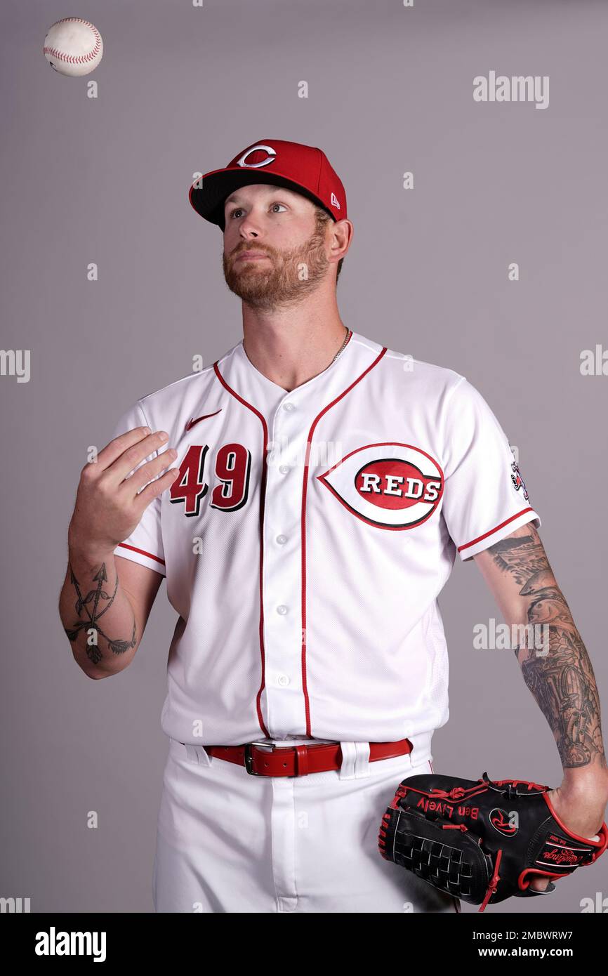 This is a 2022 photo of Ben Lively of the Cincinnati Reds baseball team  taken Friday, March 18, 2022, in Goodyear, Ariz. (AP Photo/Charlie Riedel  Stock Photo - Alamy