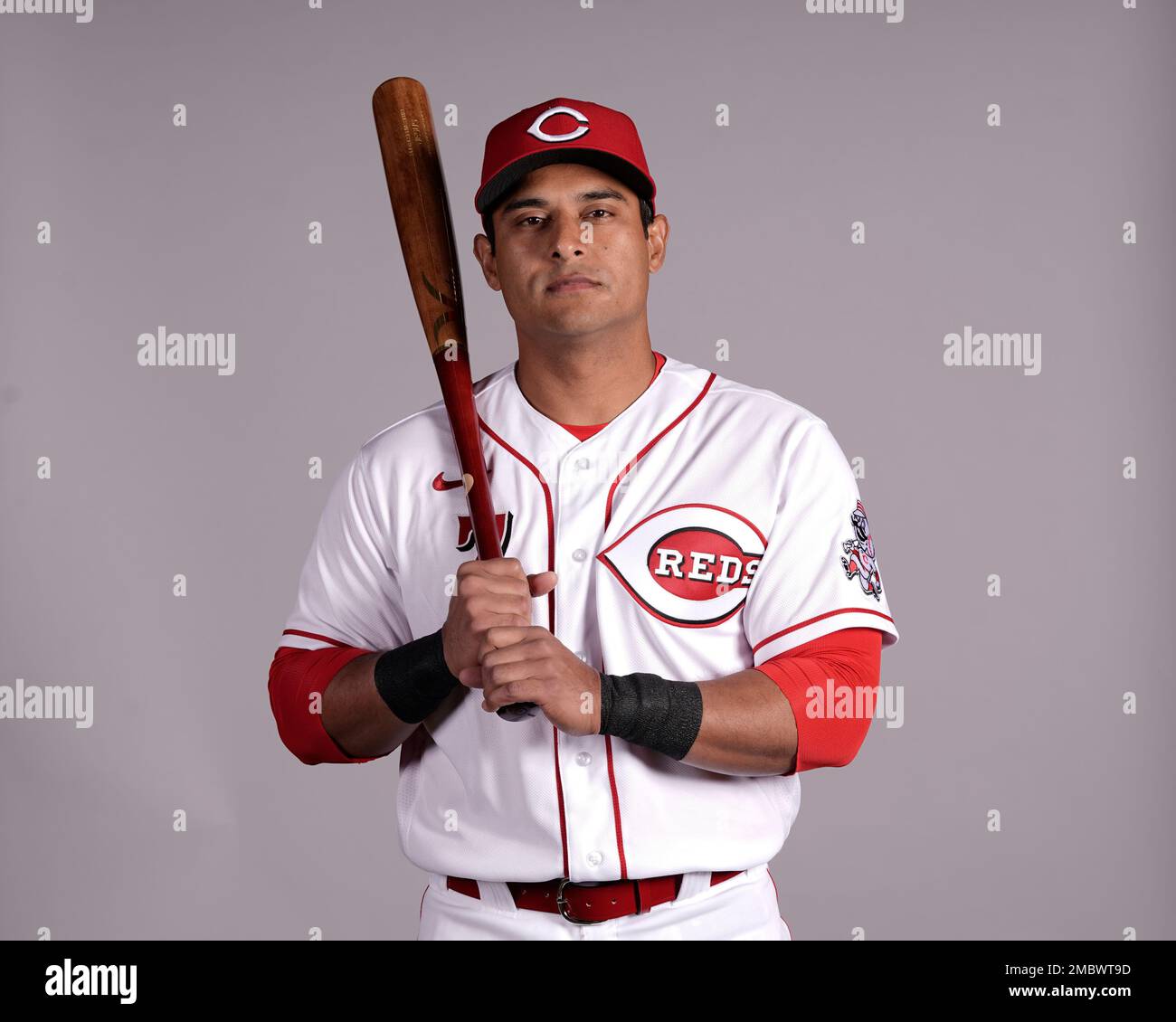 This is a 2022 photo of Donovan Solano of the Cincinnati Reds baseball team  taken Friday, March 18, 2022, in Goodyear, Ariz. (AP Photo/Charlie Riedel  Stock Photo - Alamy