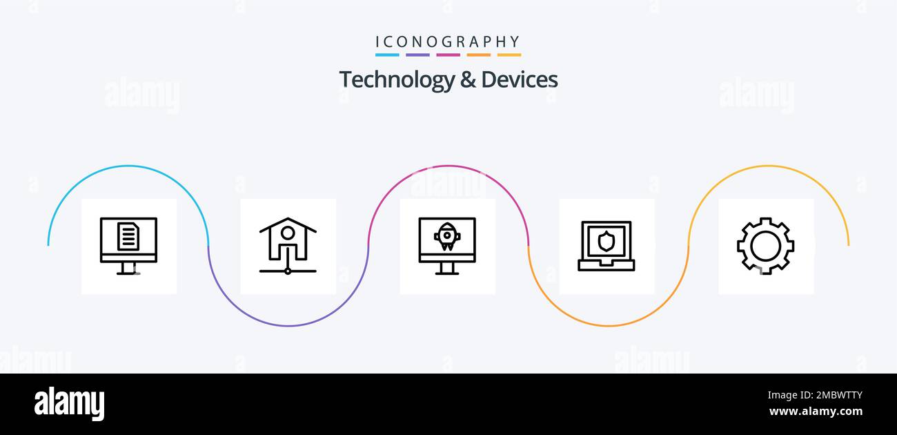 Devices Line 5 Icon Pack Including . technology. startup. set. devices ...
