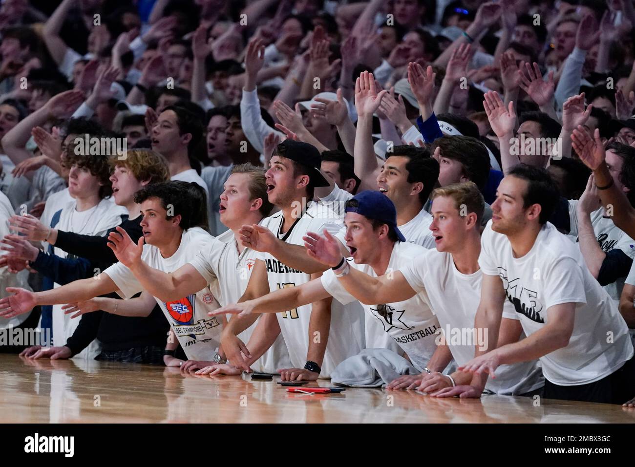 Vanderbilt fans cheer in the first half of an NCAA college basketball