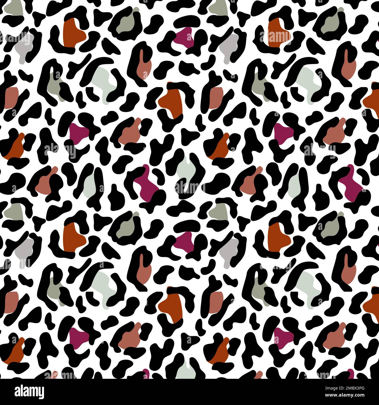Leopard Cheetah Jaguar Skin Pattern With Brown, Coffee, Sage Green, Grey And Mauve Color Stock Vector
