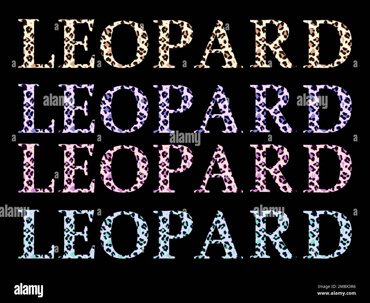 Leopard Patterned Word Alphabet Letter Stock Vector