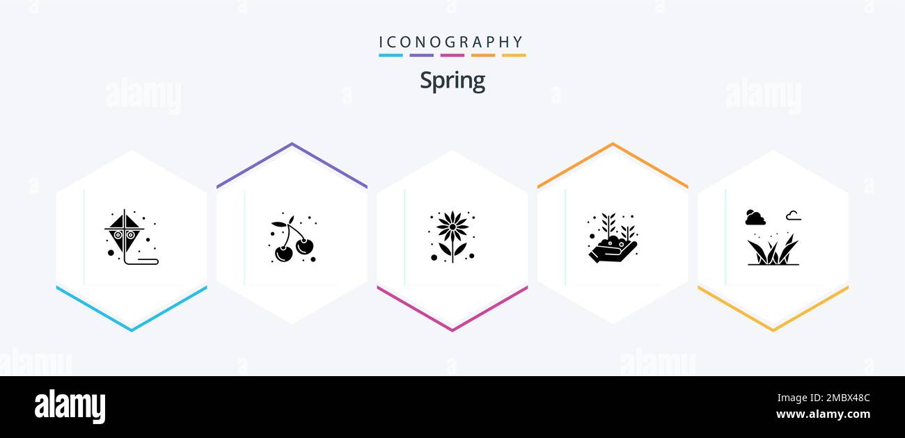 Spring 25 Glyph icon pack including green. grass. summer. growing hand ...