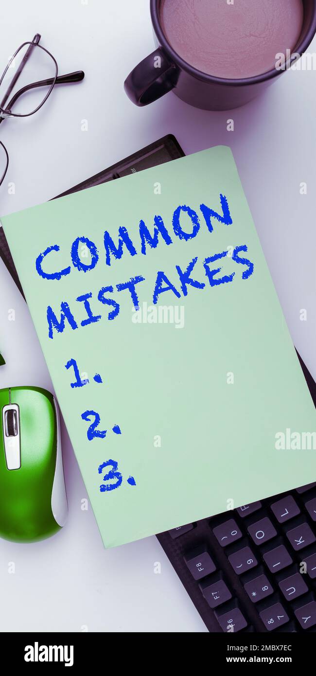 Handwriting text Common Mistakes, Conceptual photo actions that are often used interchangeably with error Stock Photo