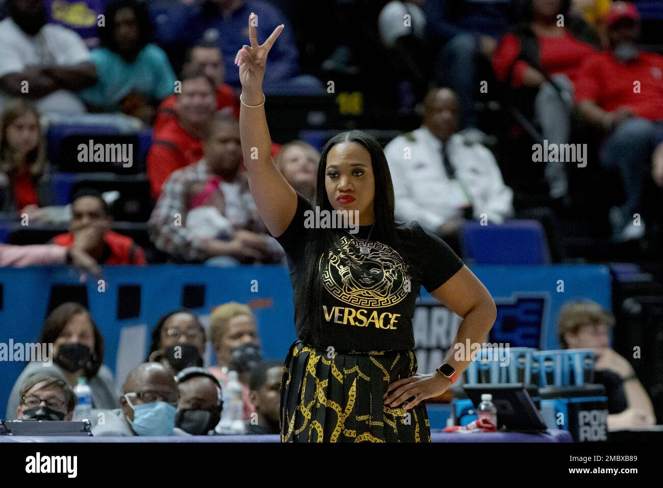 Jackson State head coach Tomekia Reed signals in the first half of a